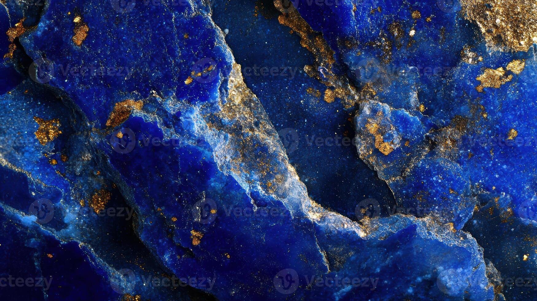 Macro shot of lazurite highlighting its bold blue and sparkling gold inclusions. photo