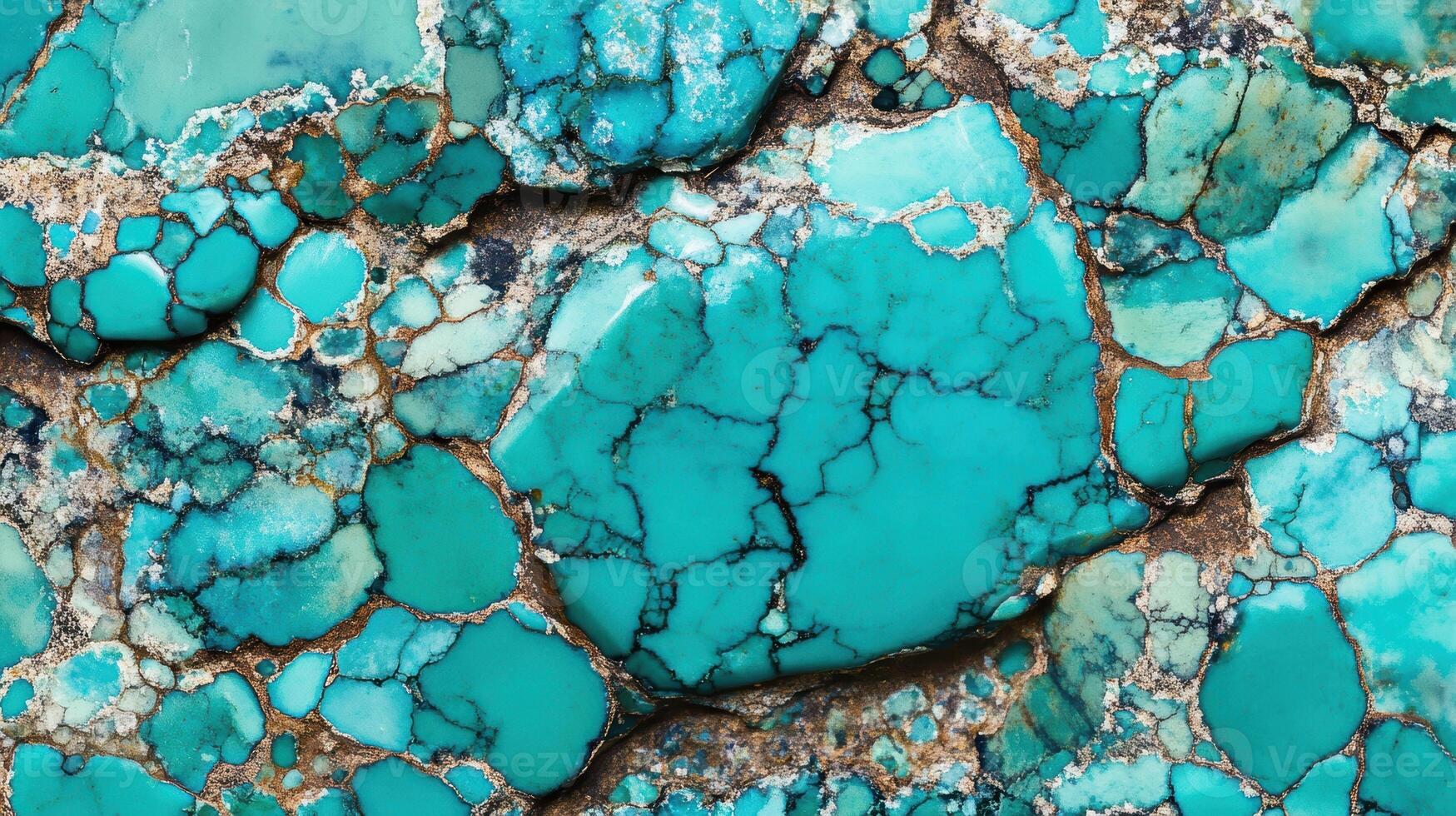 Turquoise stone with bold blue color and intricate gold veins photo