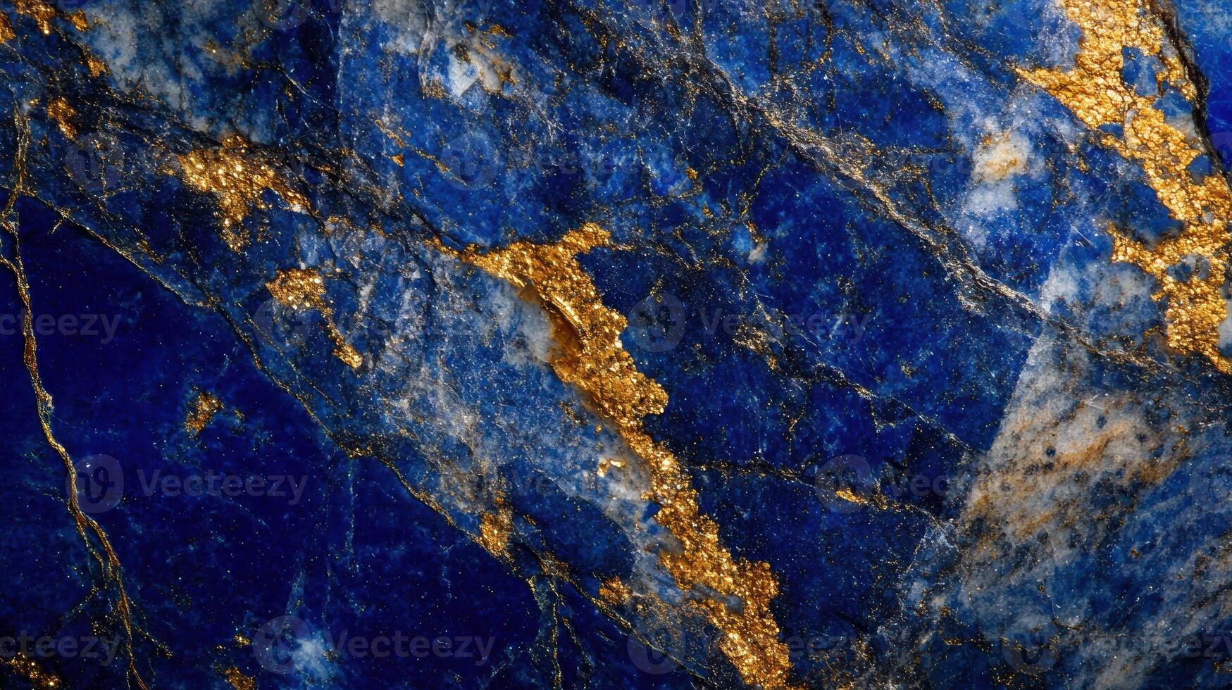 Lapis lazuli captured in a detailed macro shot, showing its unique blue and gold patterns. photo