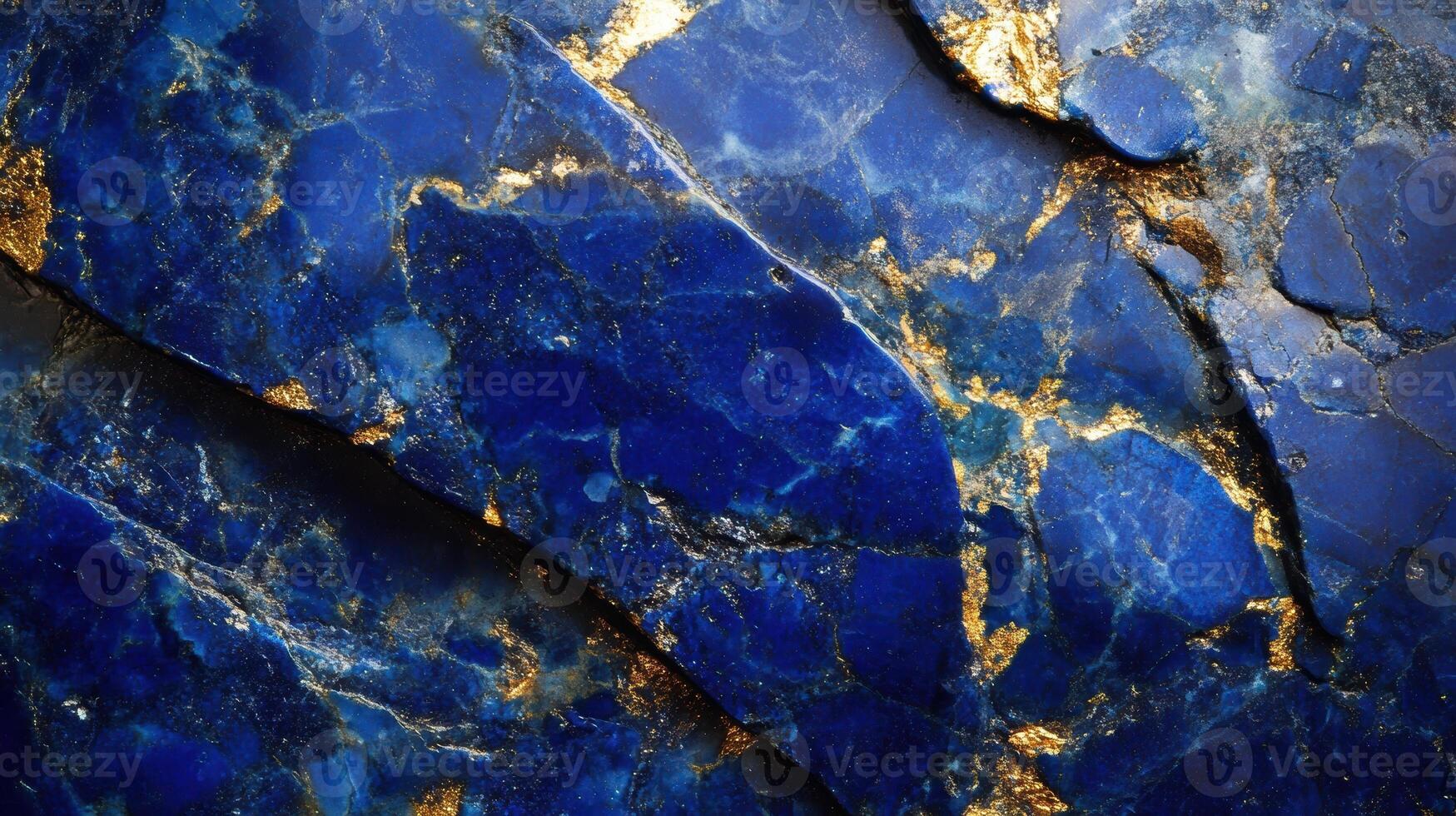 Macro shot of lazurite highlighting its bold blue and sparkling gold inclusions. photo