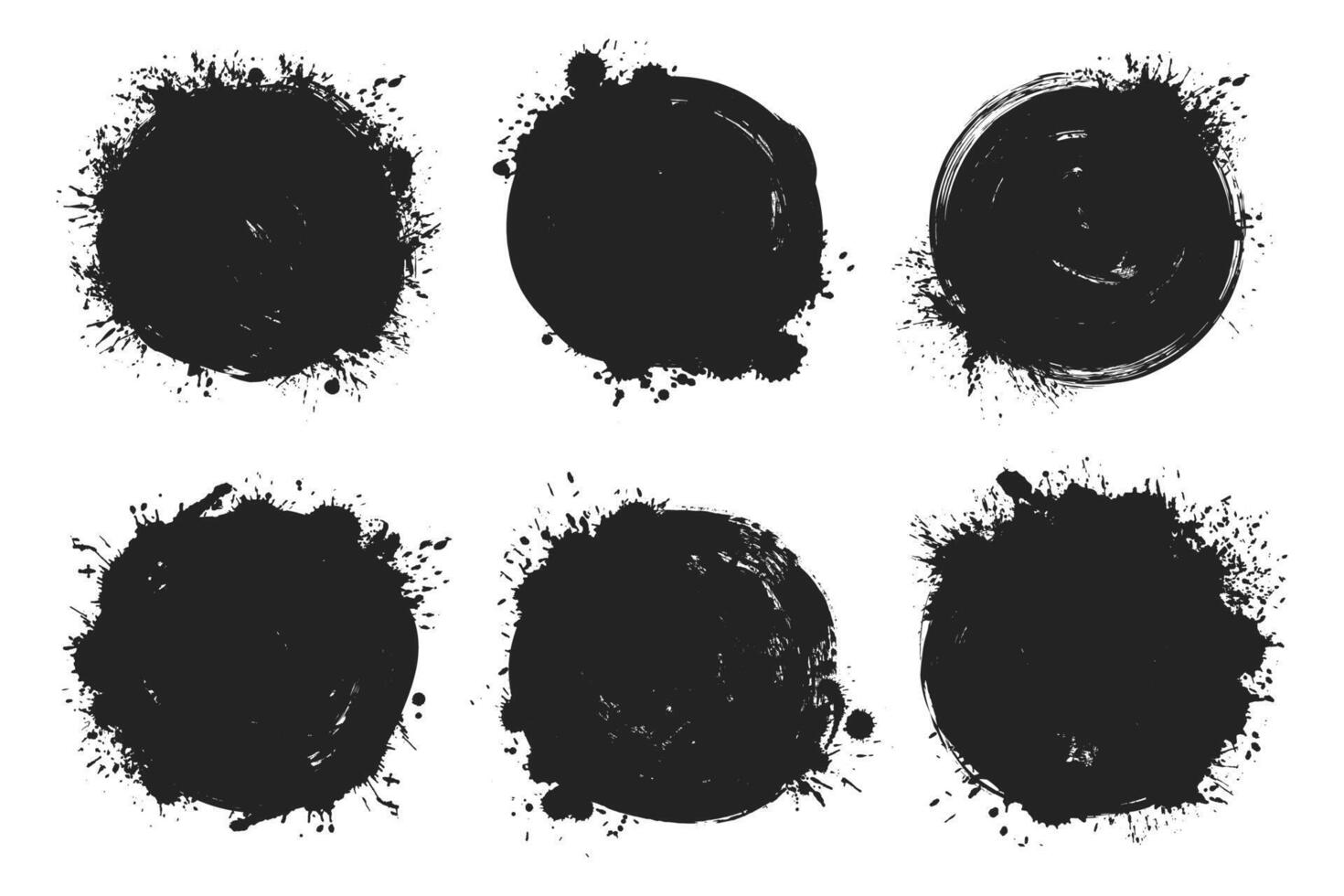 Grunge circles collection. Flat grunge brush stroke paint circles set vector