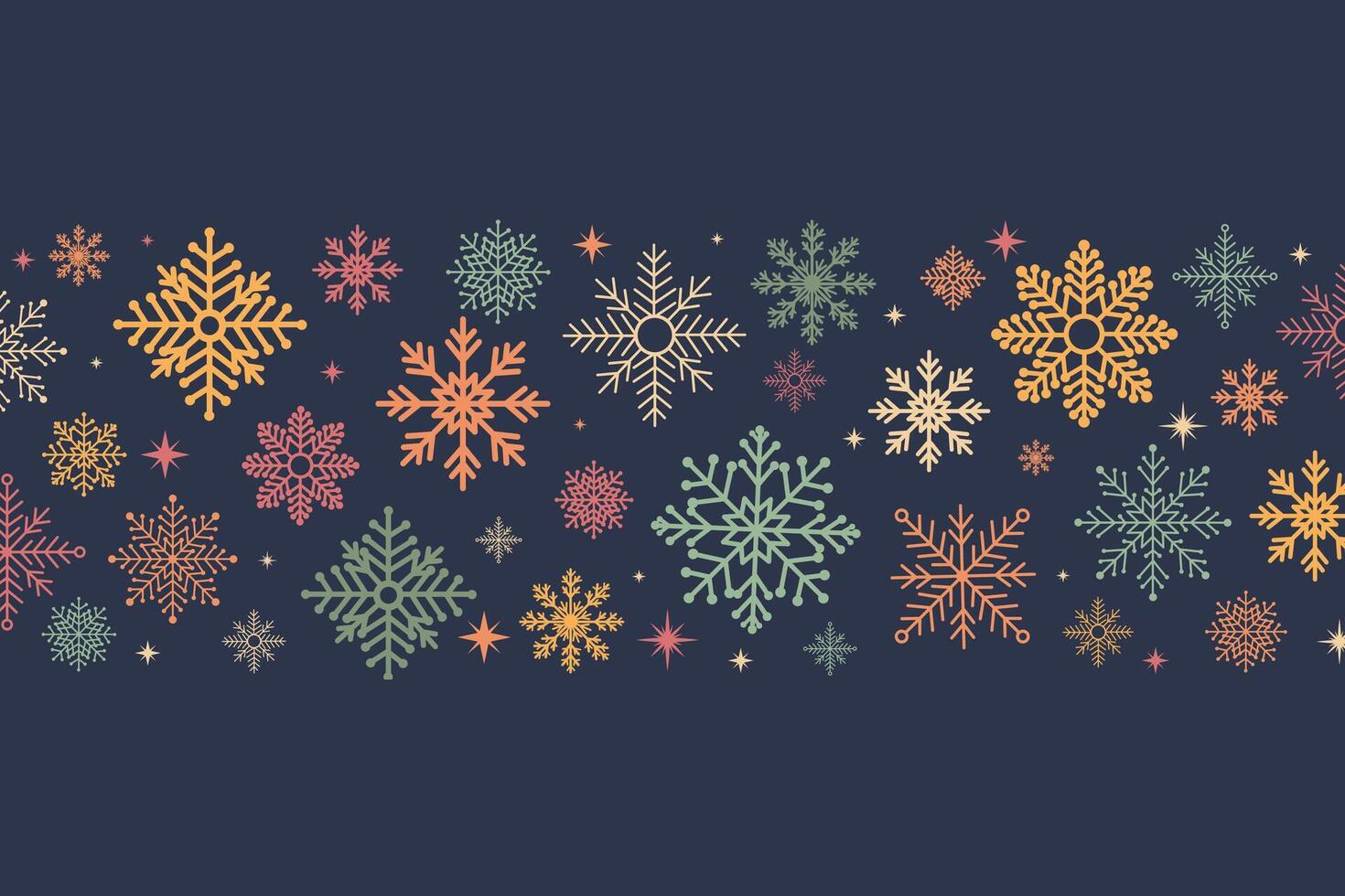Snowflakes modern border. Winter holiday snowflake border illustration. Merry Christmas invitation card vector