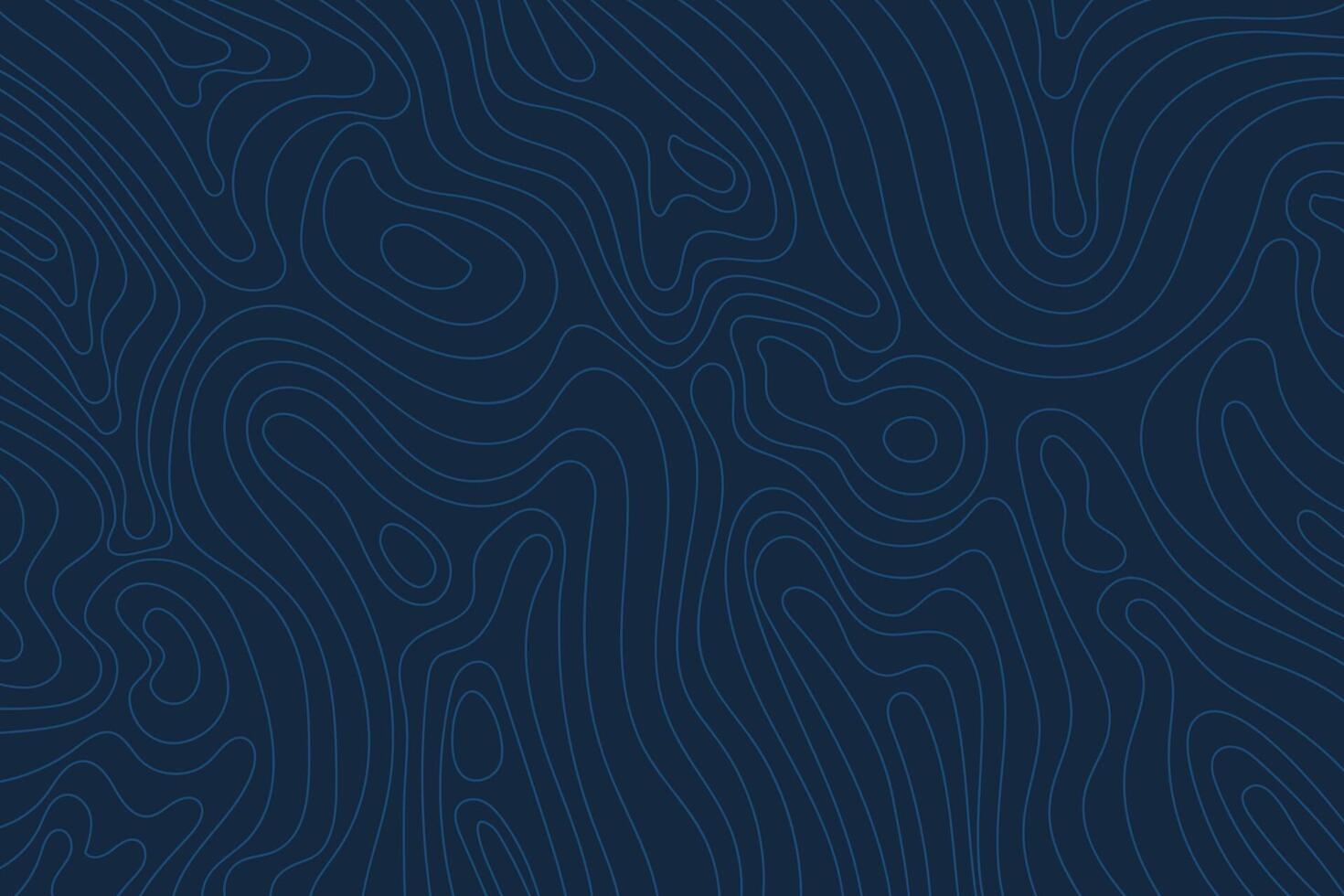 Blue abstract topographic map background. Blue topographic terrain lines on a dark blue background vector