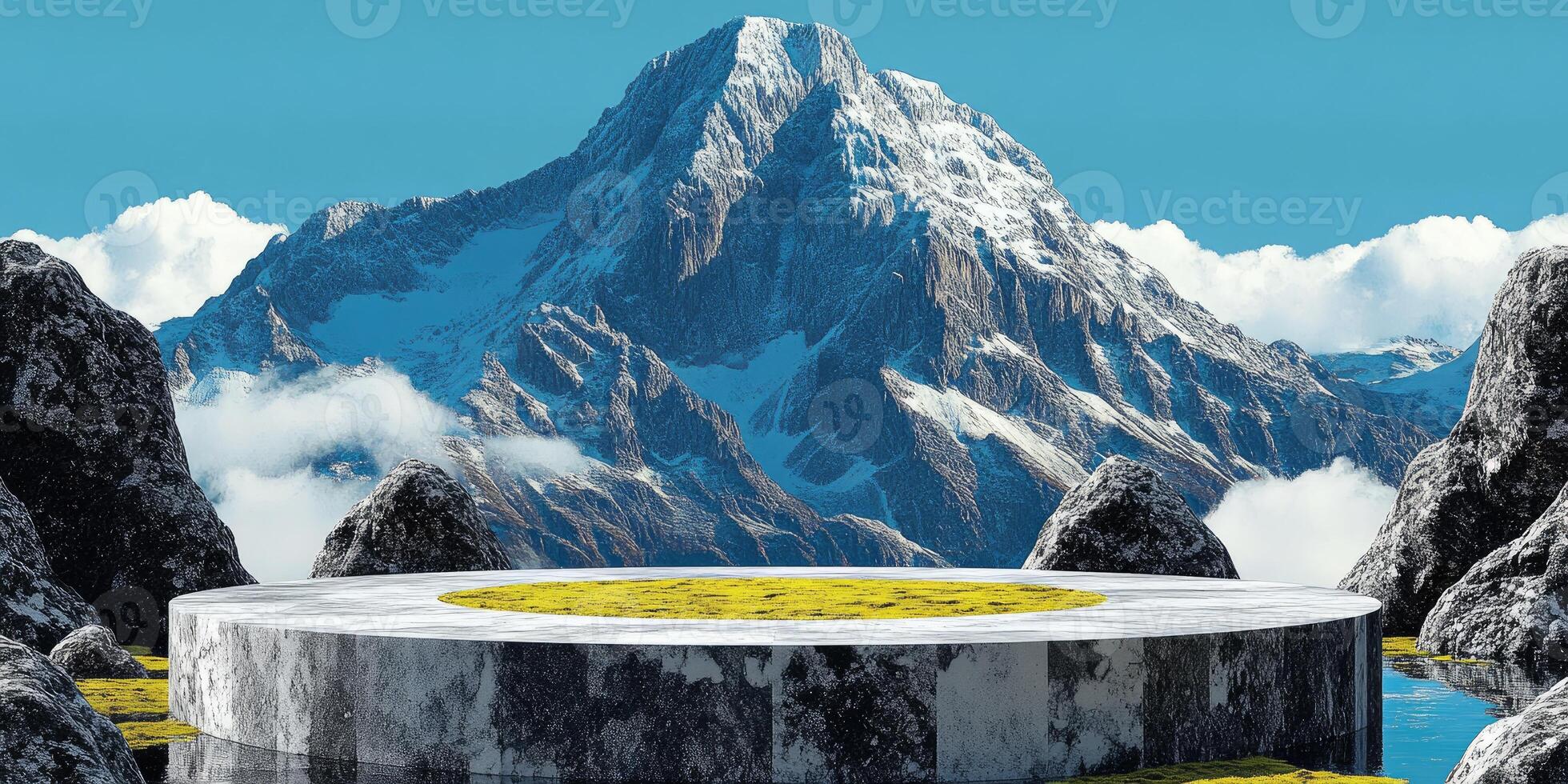 Circular Platform in a Mountainous Landscape photo