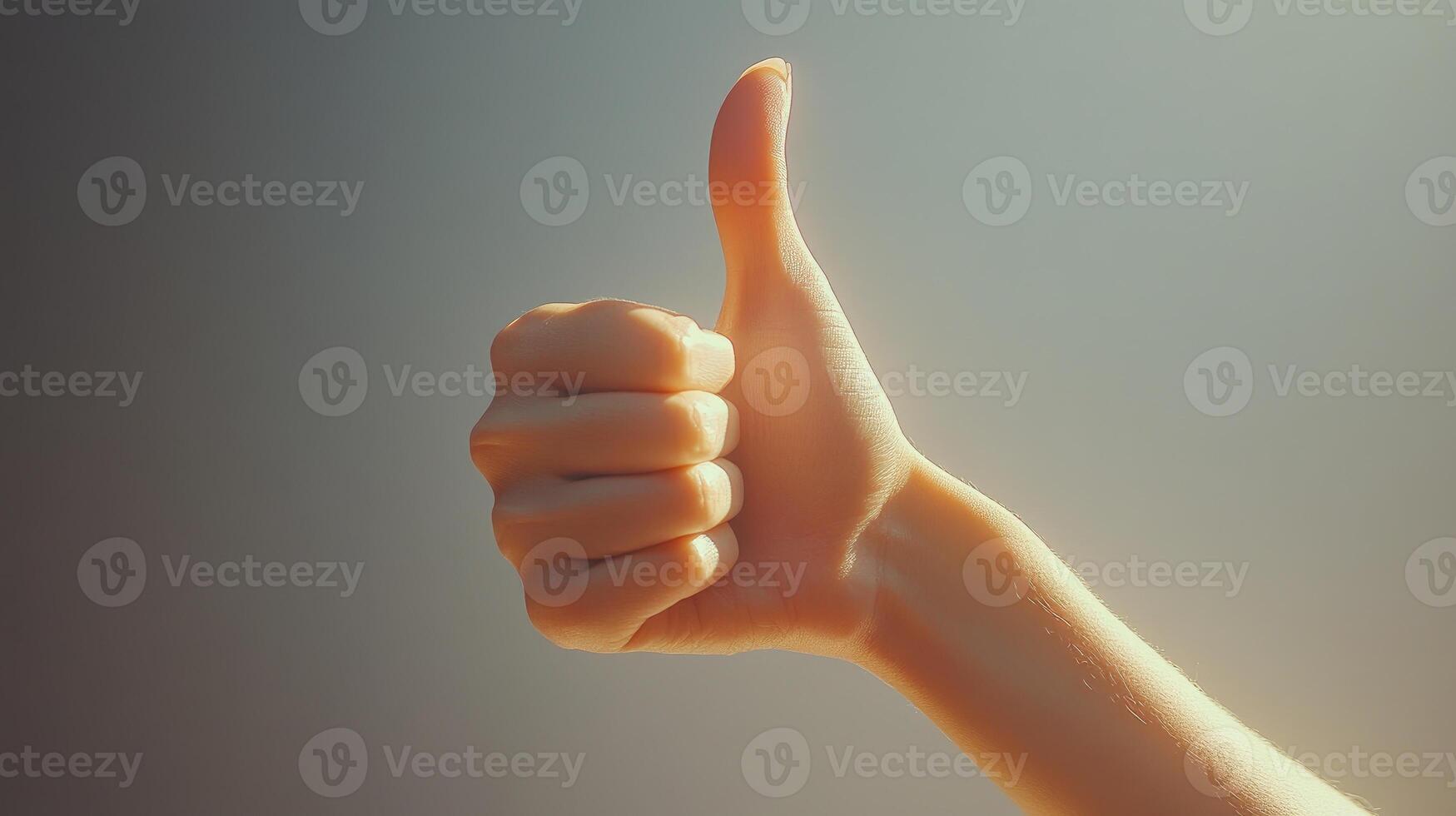 A Hand Giving a Thumbs Up Gesture Against a Blurred Background photo