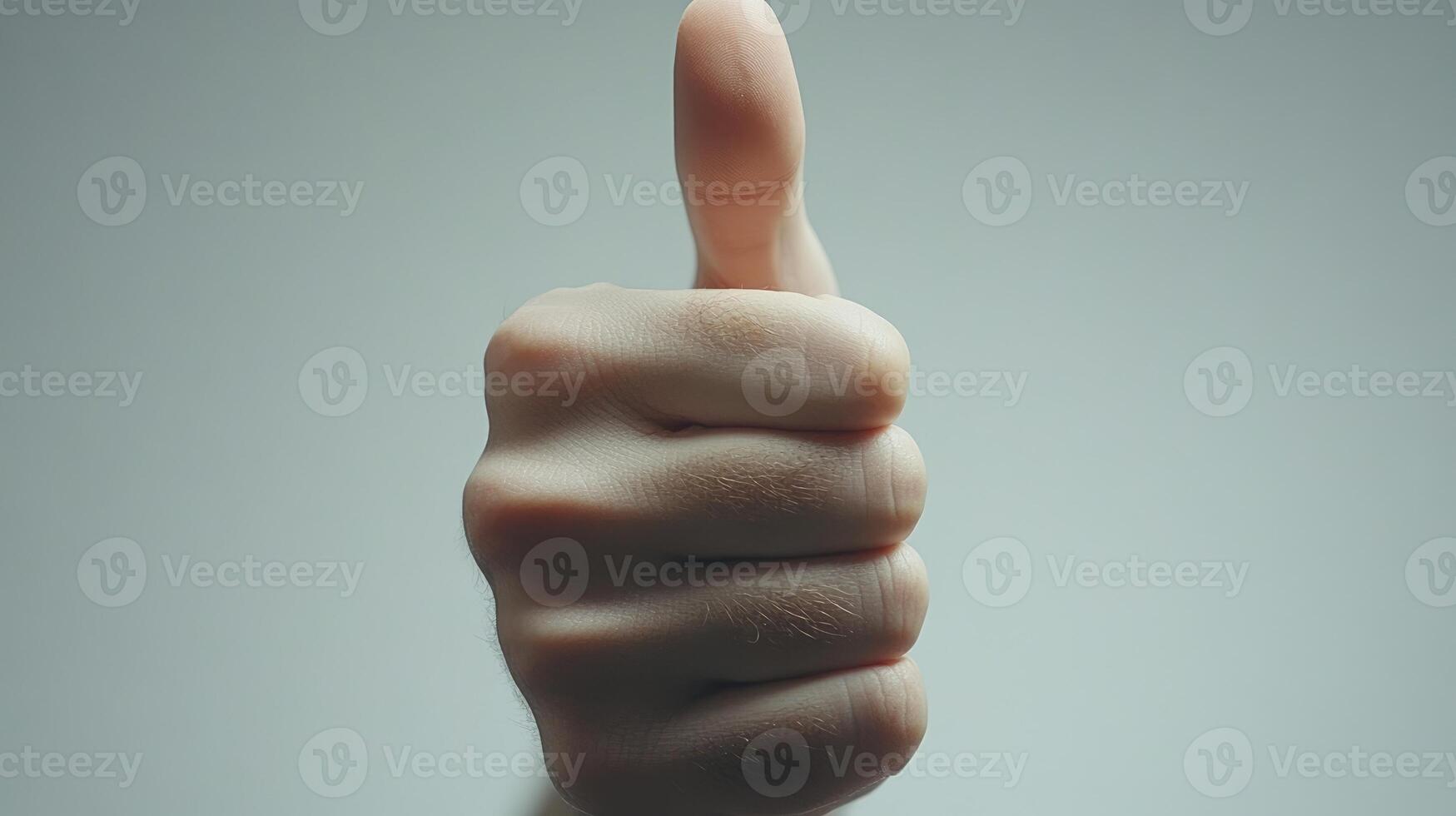 Close-up of a thumb giving a thumbs-up gesture photo