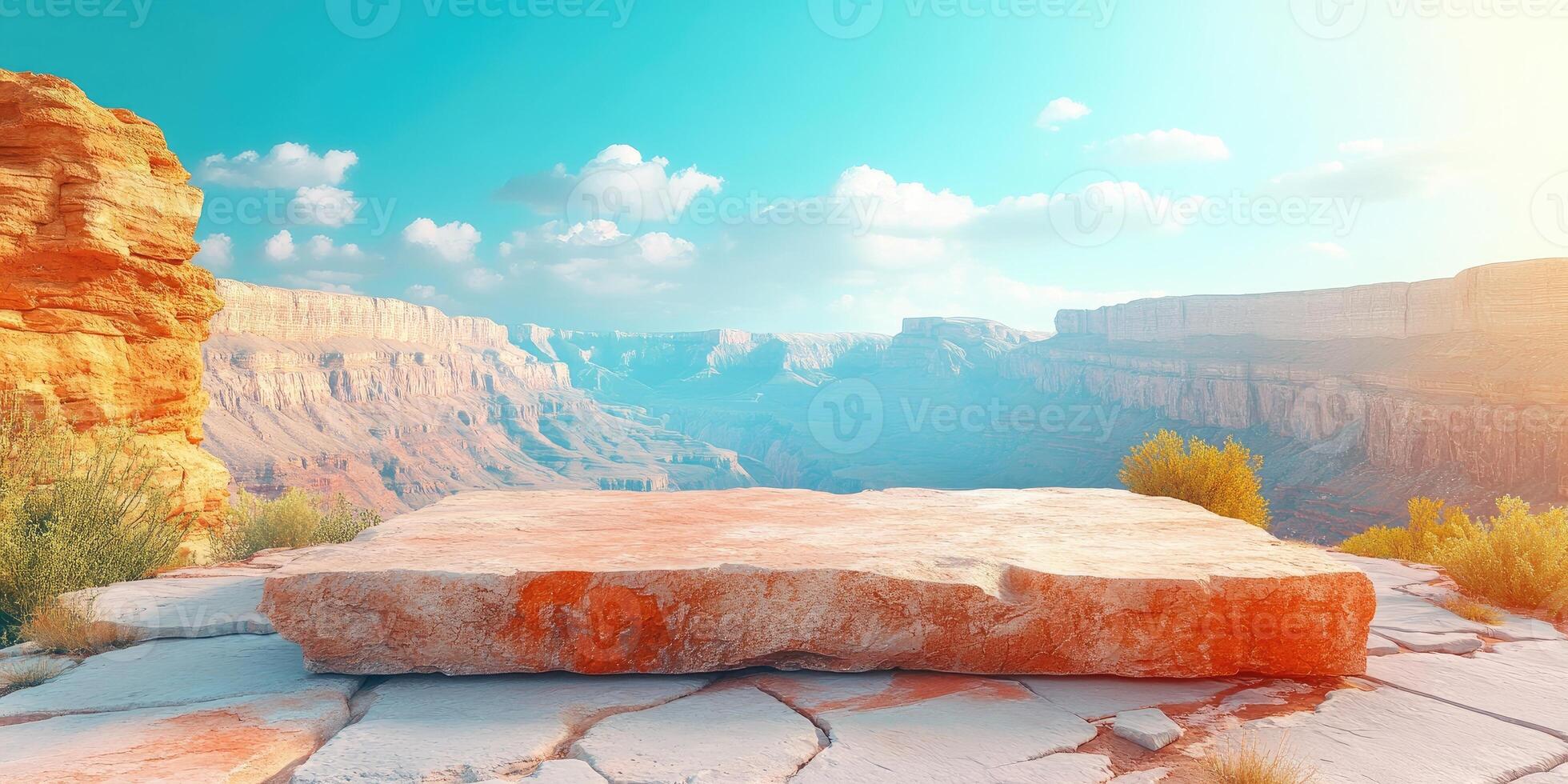 Large Sandstone Rock Formation in a Canyon Landscape photo