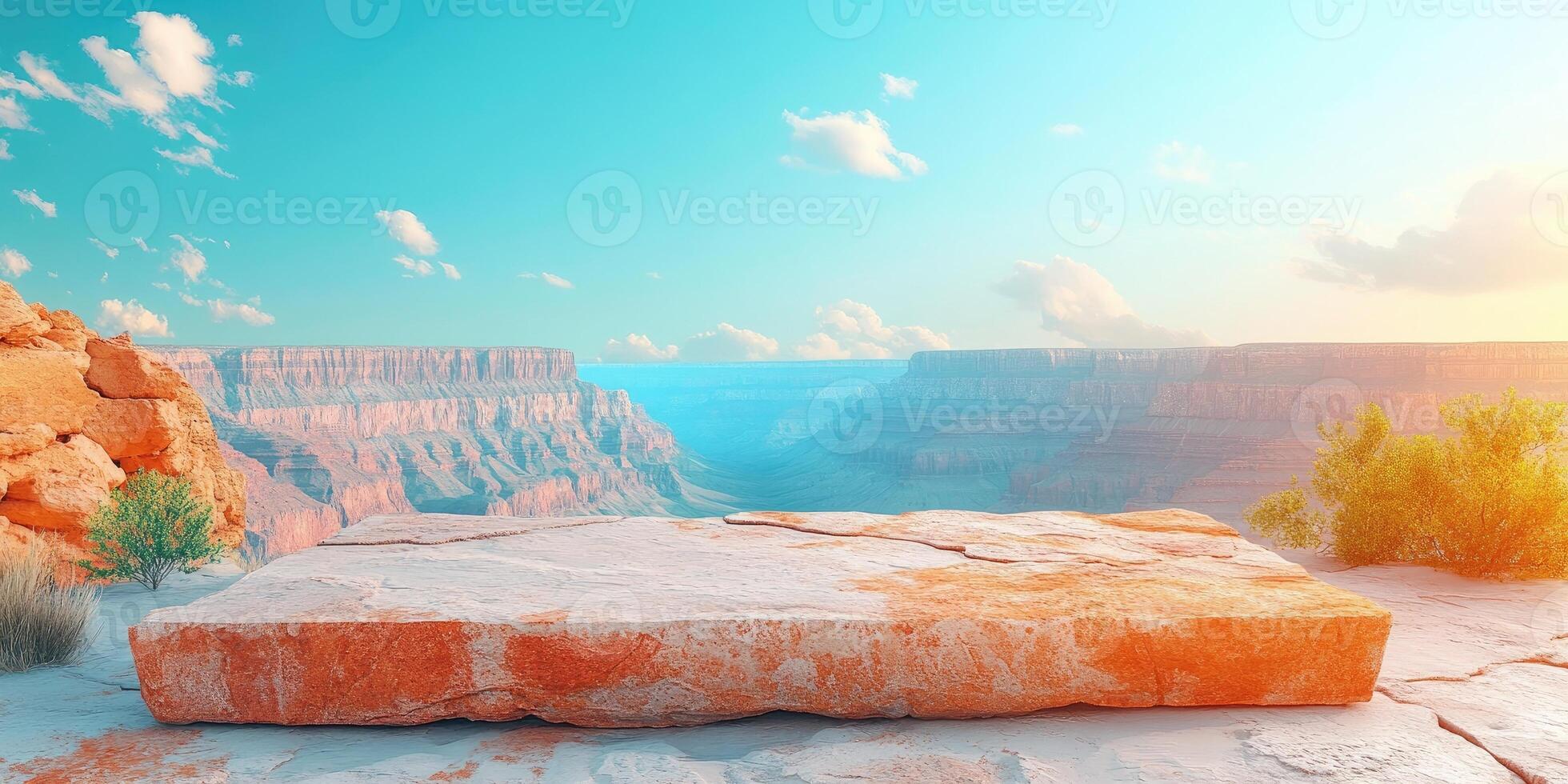 A Large Stone Platform Overlooking a Grand Canyon photo