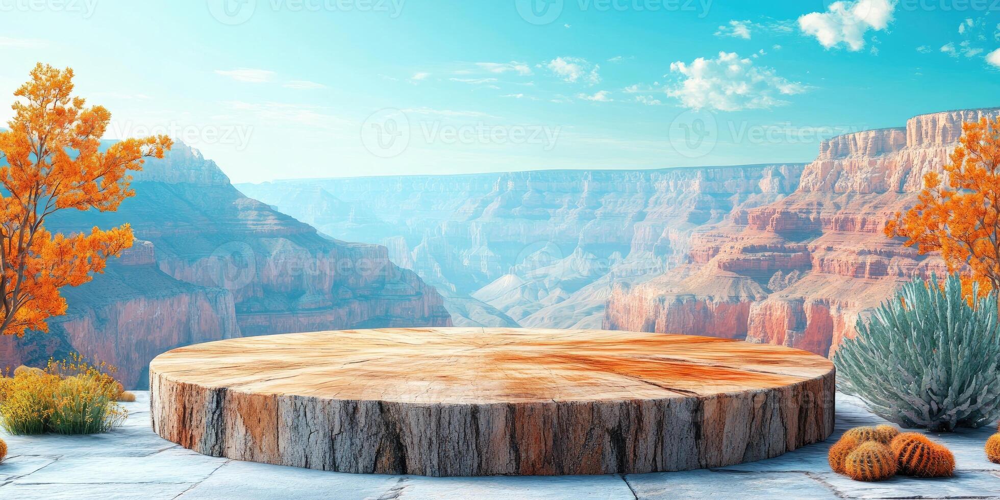 Wooden Platform Overlooking Grand Canyon Landscape photo