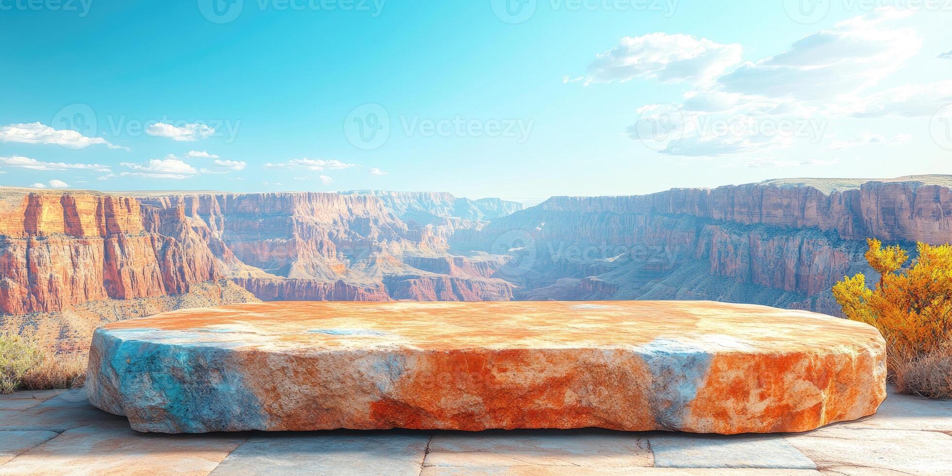 Stone Platform Overlooking a Grand Canyon Landscape photo