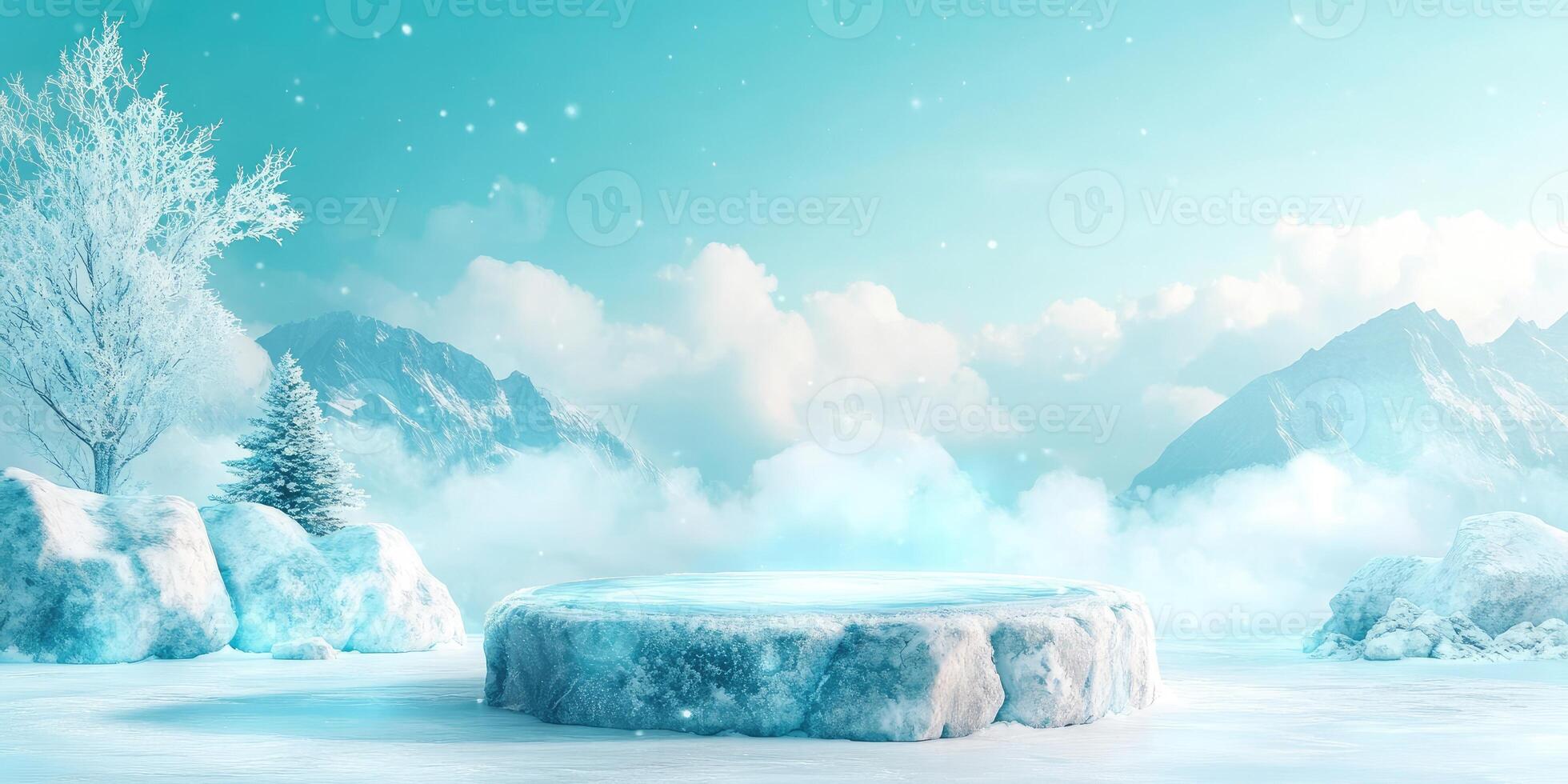 Frozen Landscape with Circular Ice Platform photo