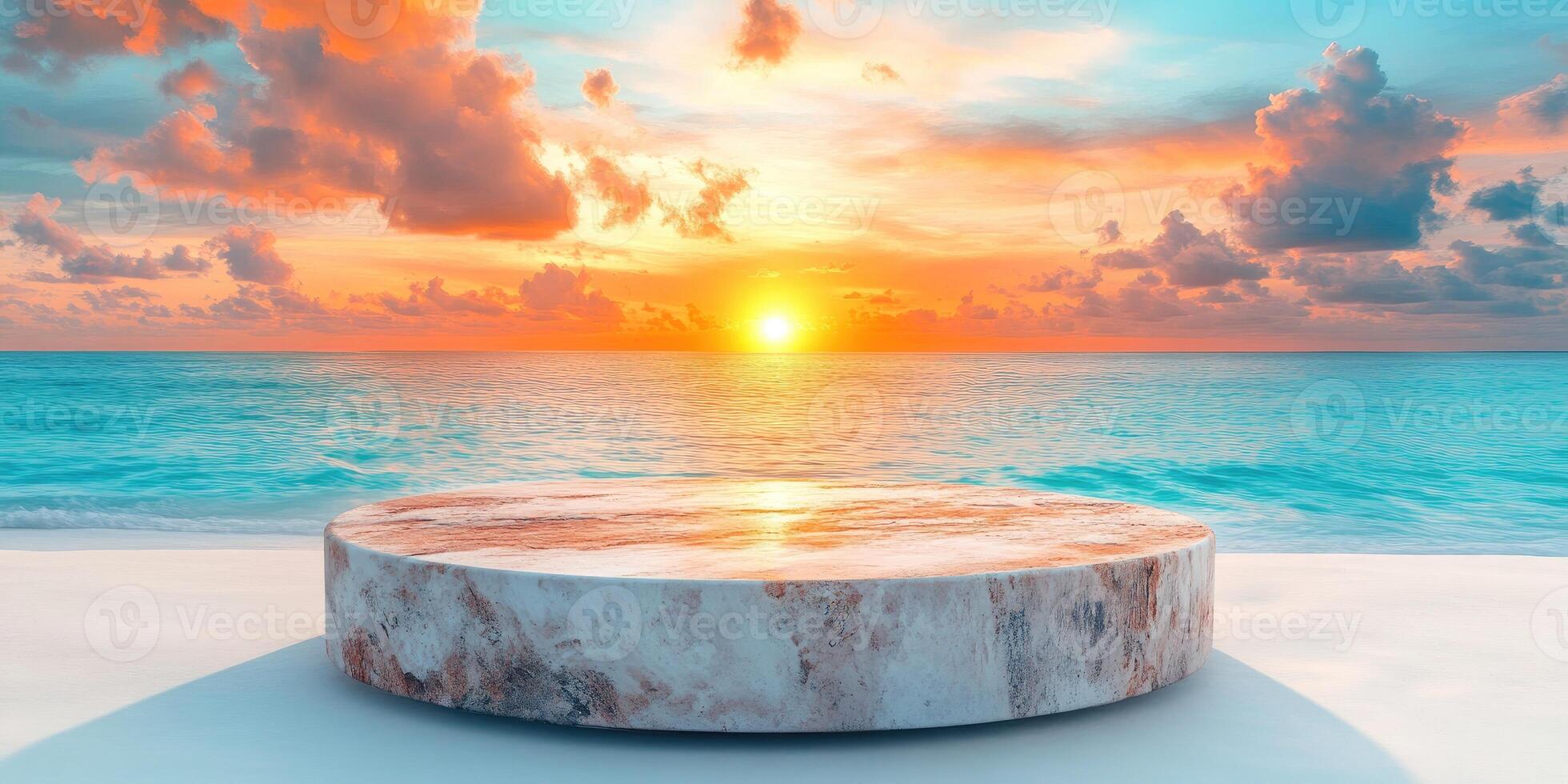 Stone Platform on a Beach at Sunset photo