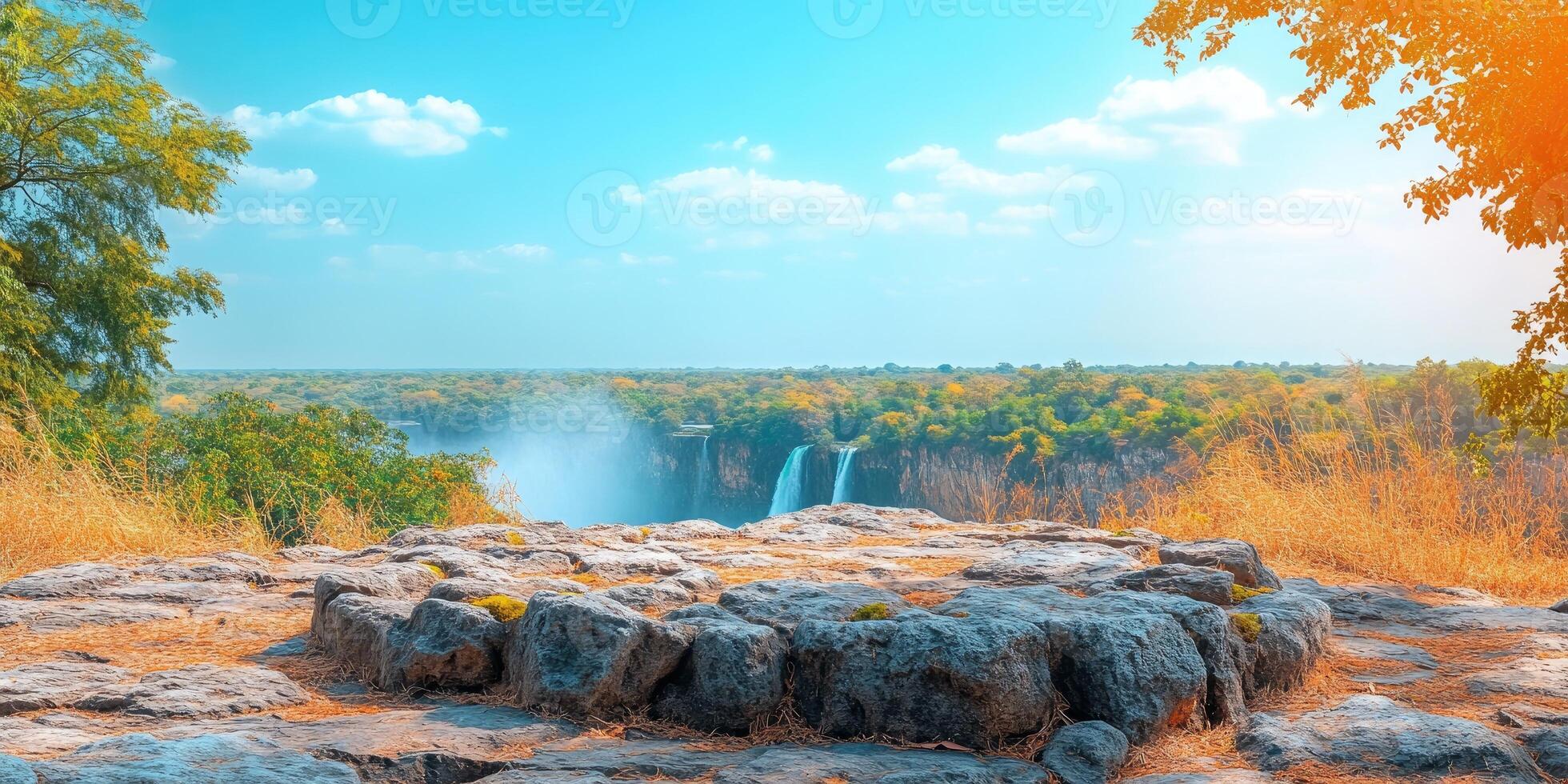 View of Victoria Falls from the Edge of a Cliff photo