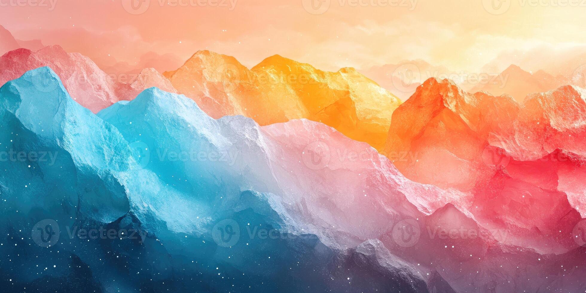 Abstract Mountain Range with Vibrant Color Gradient and White Specks photo
