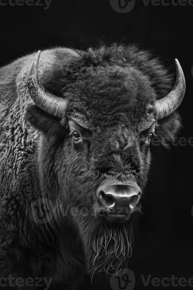 portrait studio photograph of american bison photo