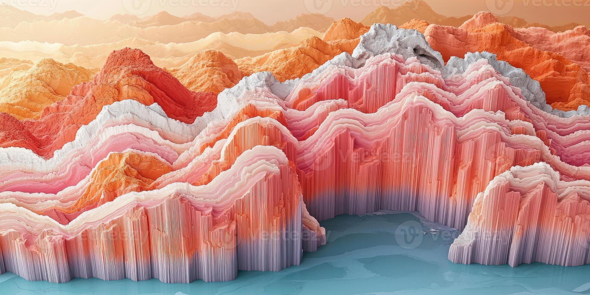 Abstract Mountain Range with Vivid Hues and Geometric Shapes photo