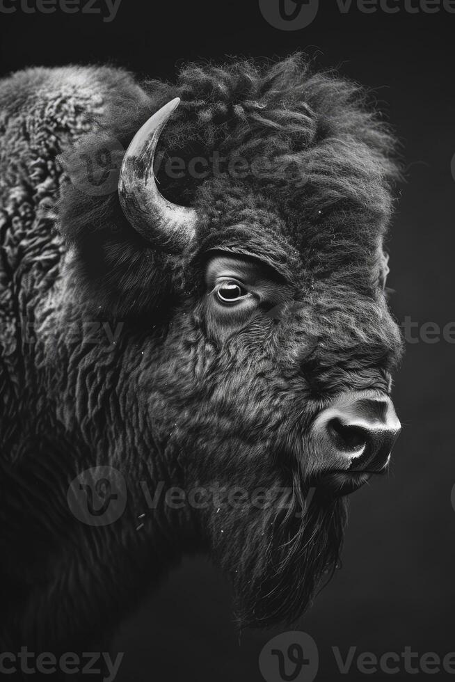 portrait studio photograph of american bison photo