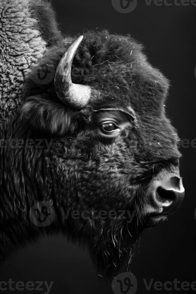 portrait studio photograph of american bison photo
