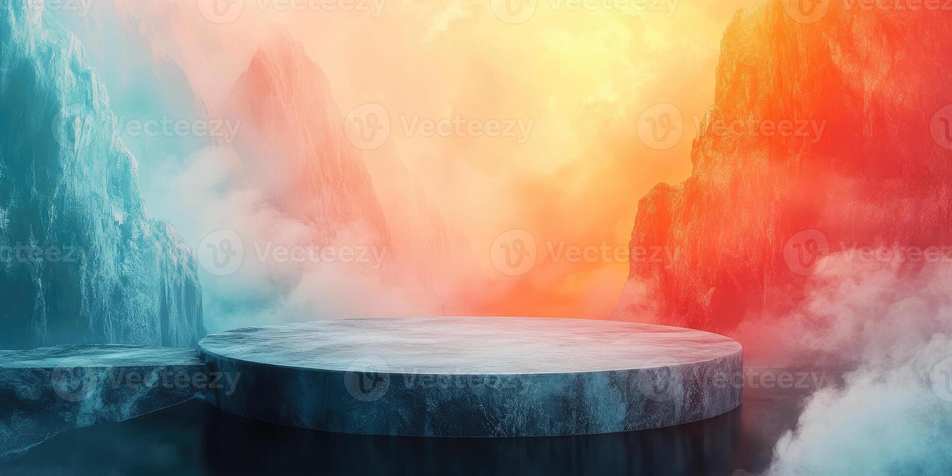 Stone Platform Between Two Mountain Ranges photo