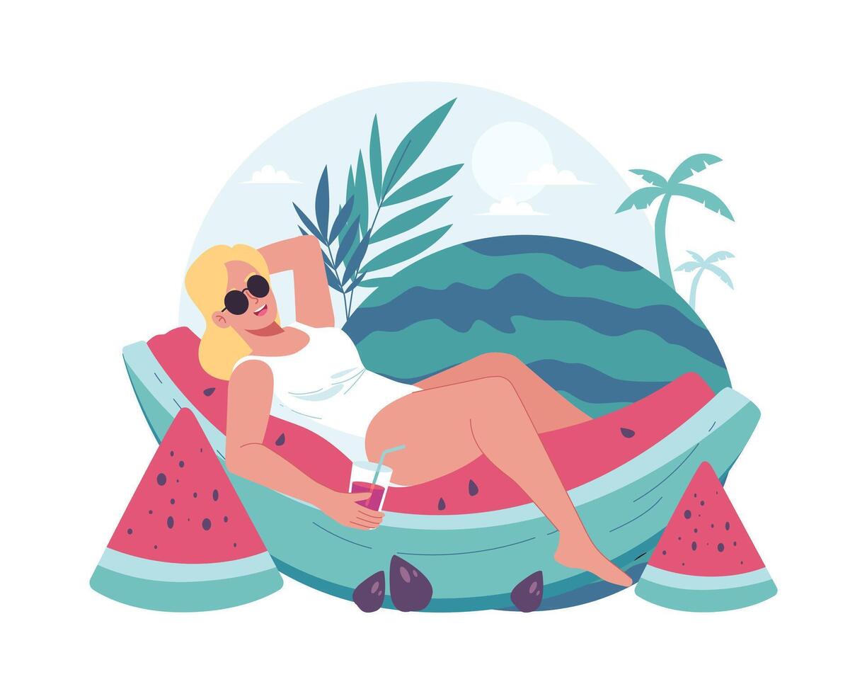 Enjoying summer holiday vector