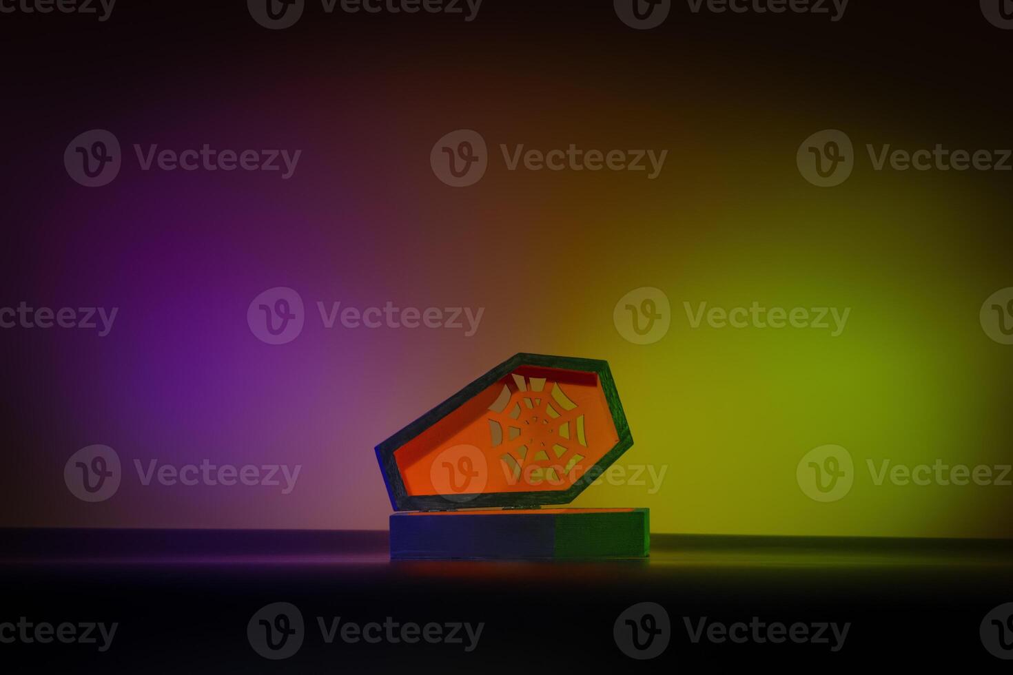 Minimalist Halloween Coffin With Spider Web Design photo