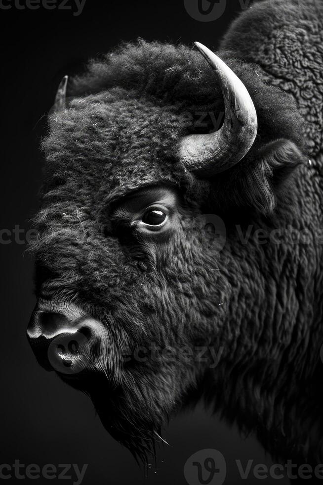 portrait studio photograph of american bison photo