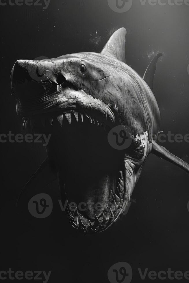 portrait studio photograph of megalodon photo