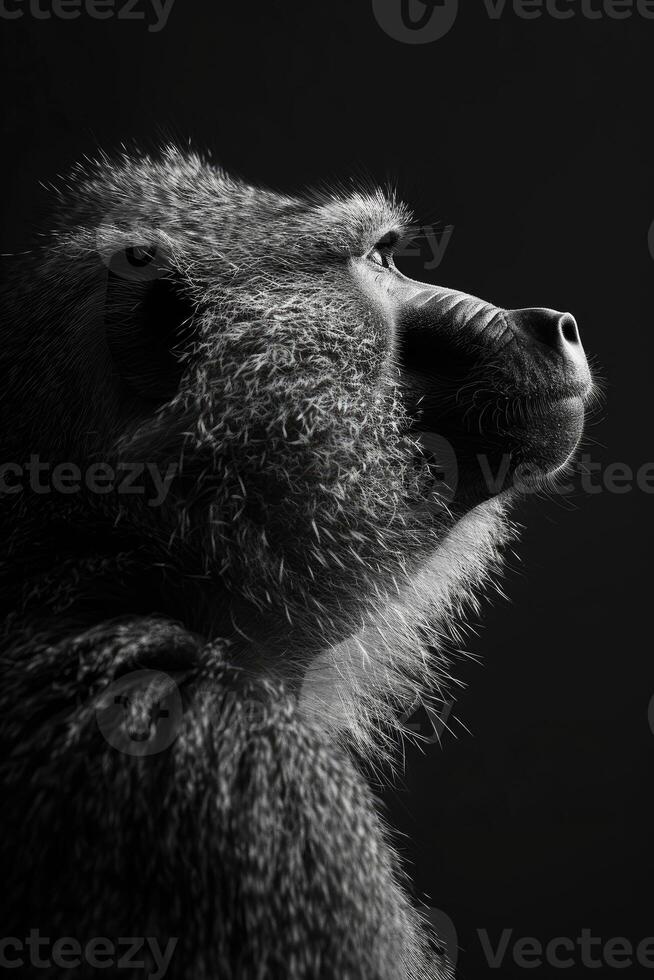 portrait studio photograph of baboon photo