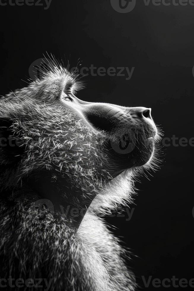 portrait studio photograph of baboon photo