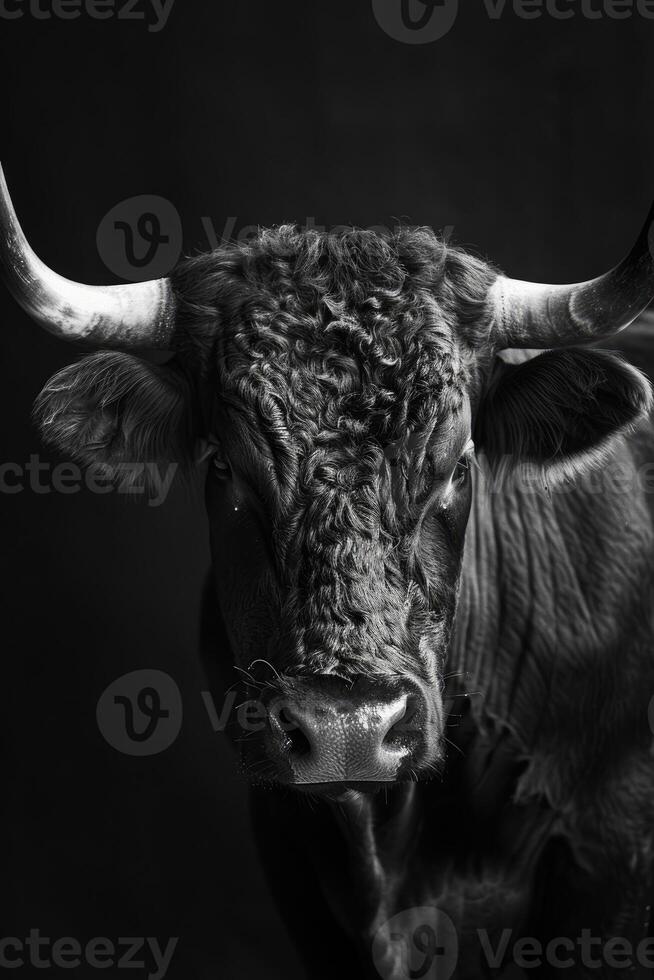 portrait studio photograph of bull photo