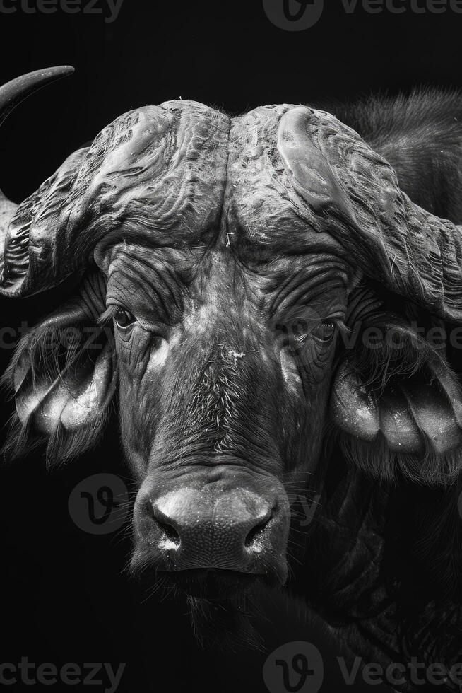 portrait studio photograph of cape buffalo photo