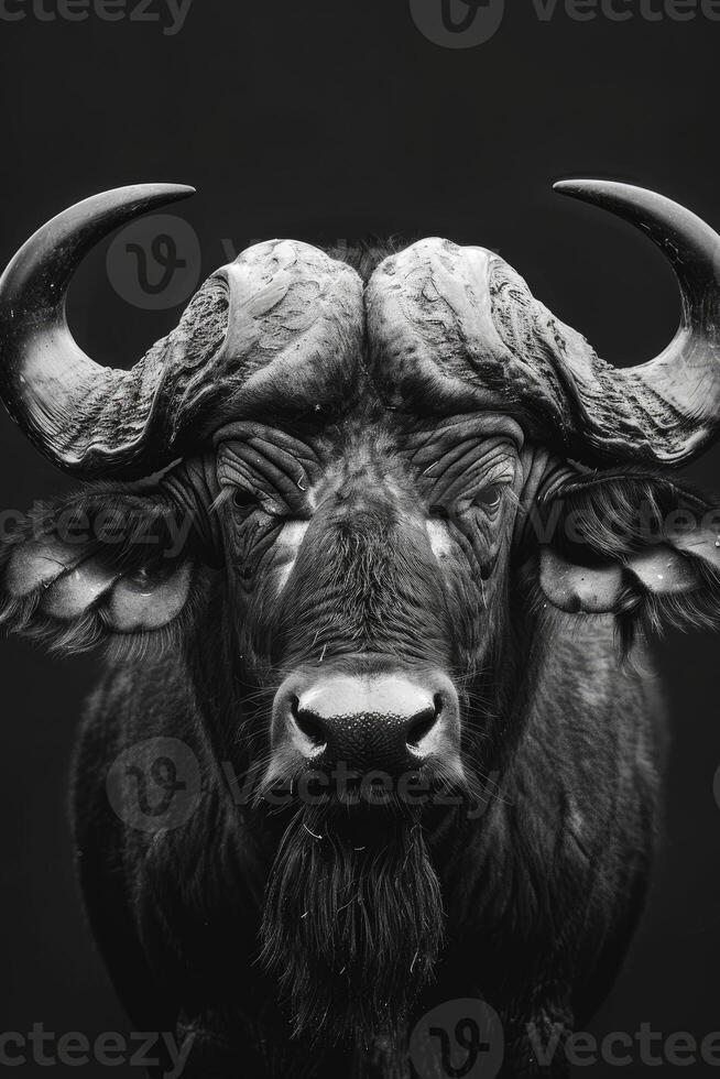 portrait studio photograph of cape buffalo photo