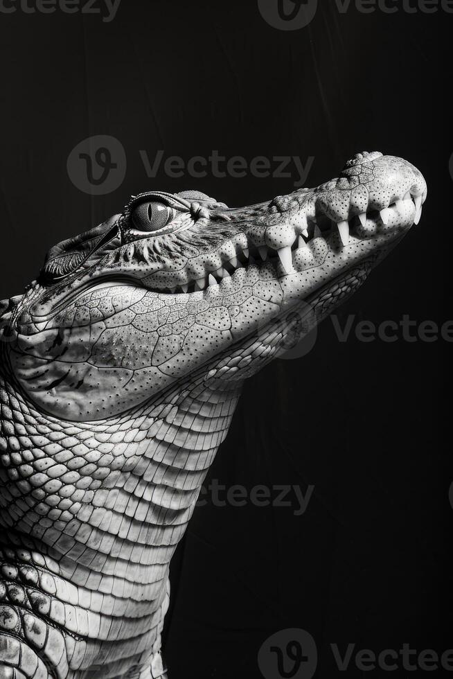 portrait studio photograph of crocodile photo