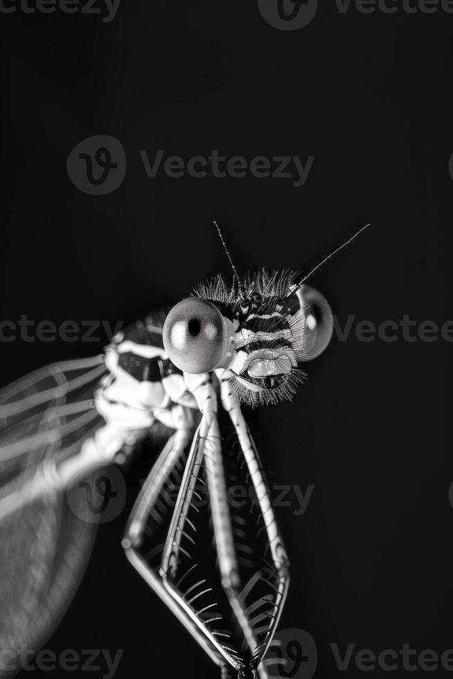 portrait studio photograph of damselfly photo