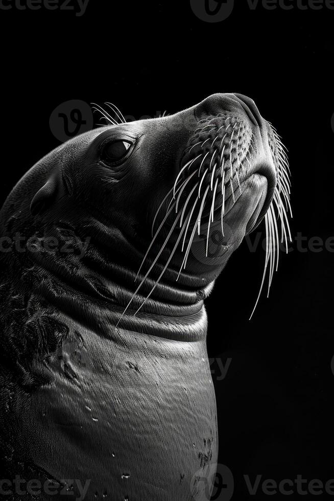 portrait studio photograph of elephant seal photo