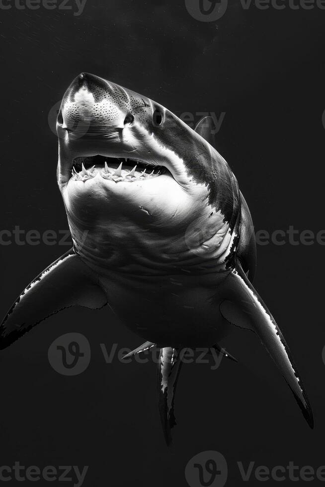 portrait studio photograph of great white shark photo