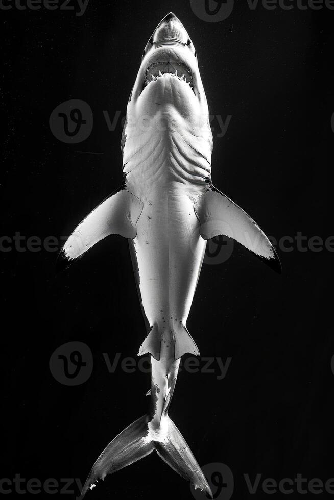 portrait studio photograph of great white shark photo