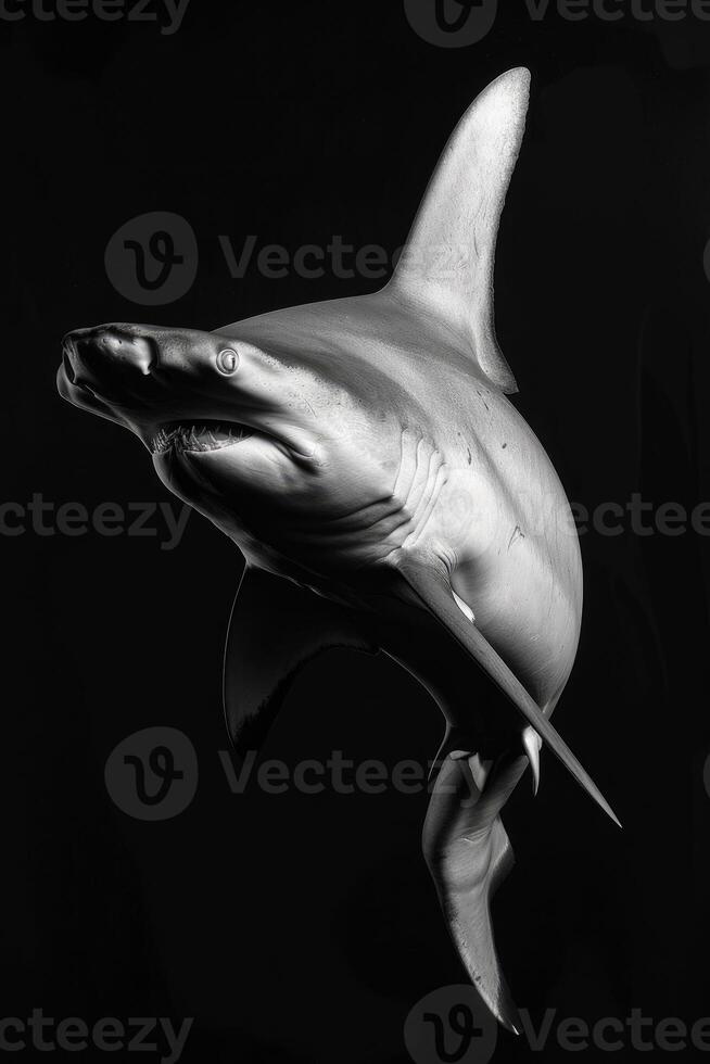 portrait studio photograph of hammerhead shark photo
