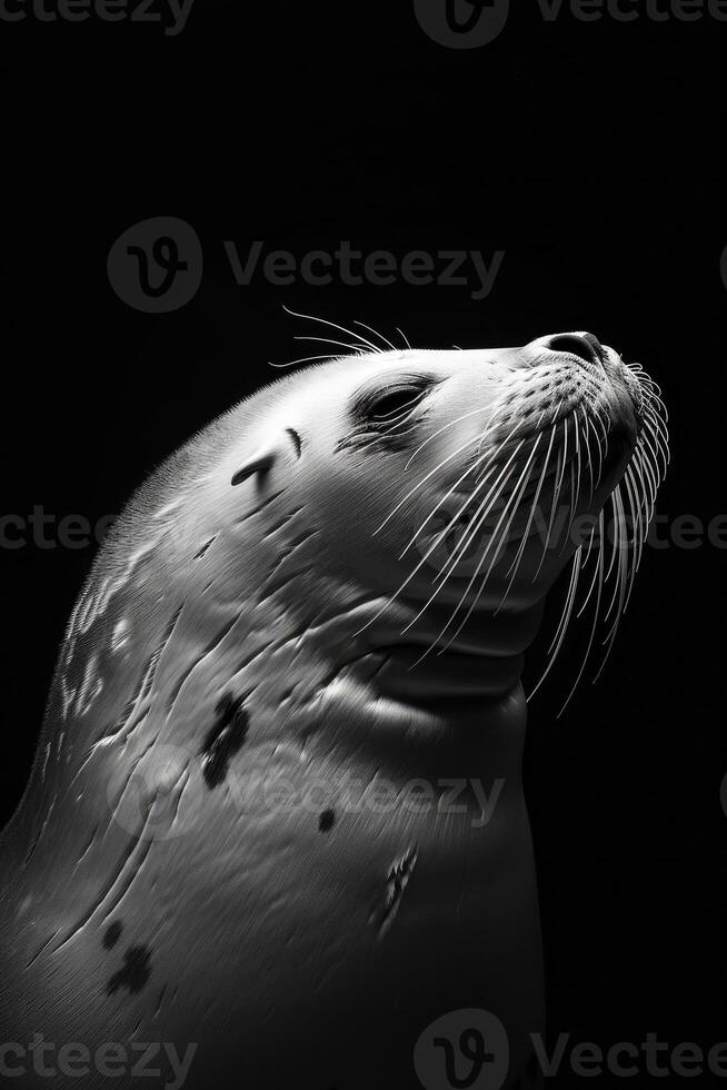 portrait studio photograph of harp seal photo