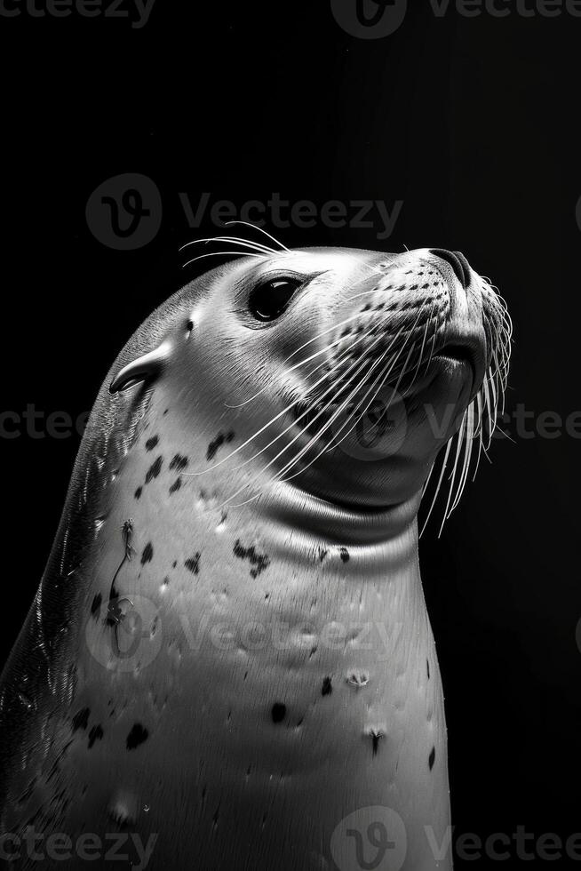 portrait studio photograph of harp seal photo