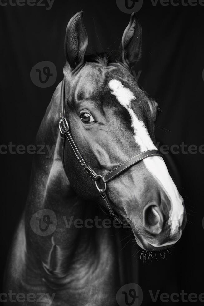 portrait studio photograph of horse photo