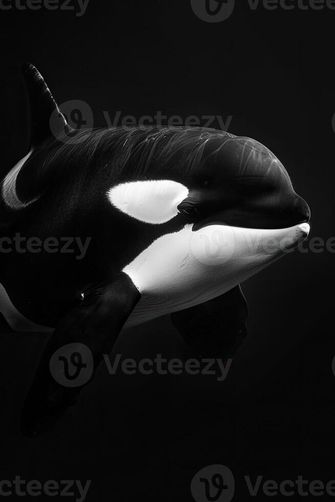portrait studio photograph of killer whale photo