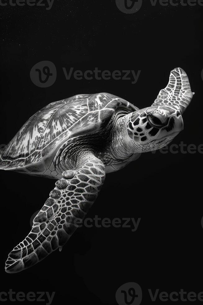 portrait studio photograph of loggerhead turtle photo