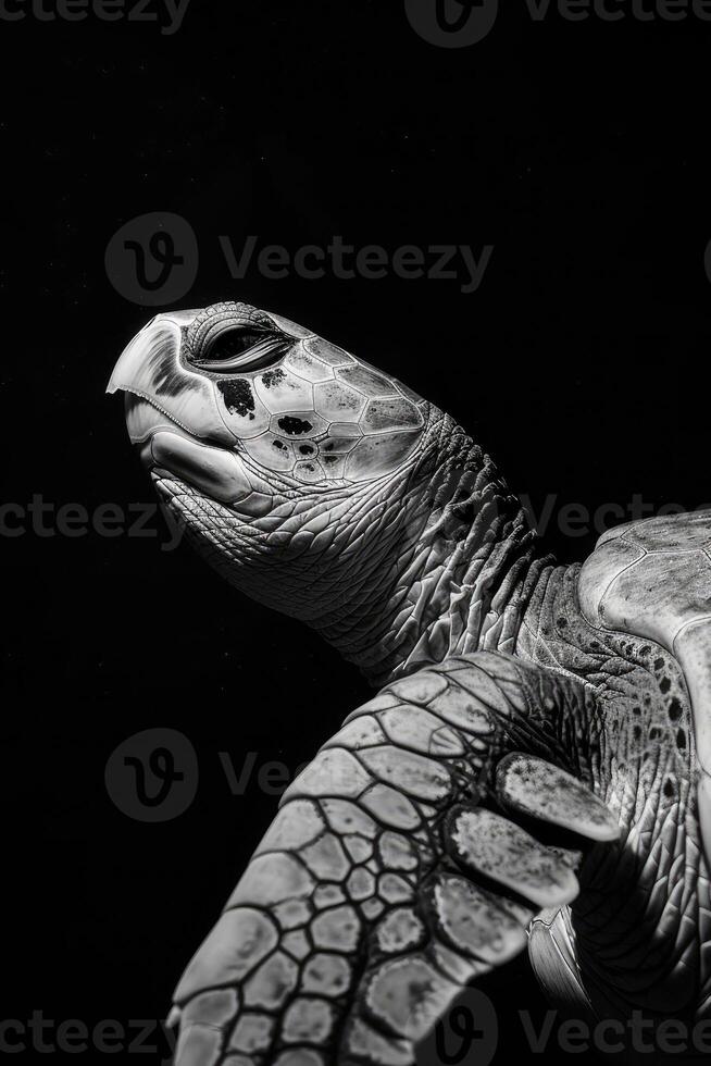 portrait studio photograph of loggerhead turtle photo