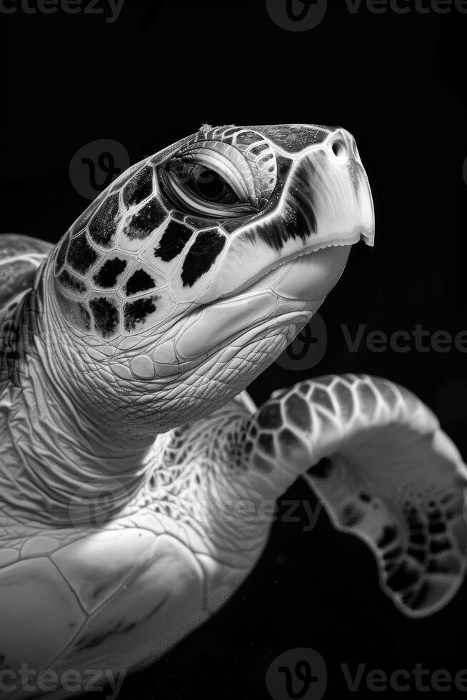 portrait studio photograph of loggerhead turtle photo