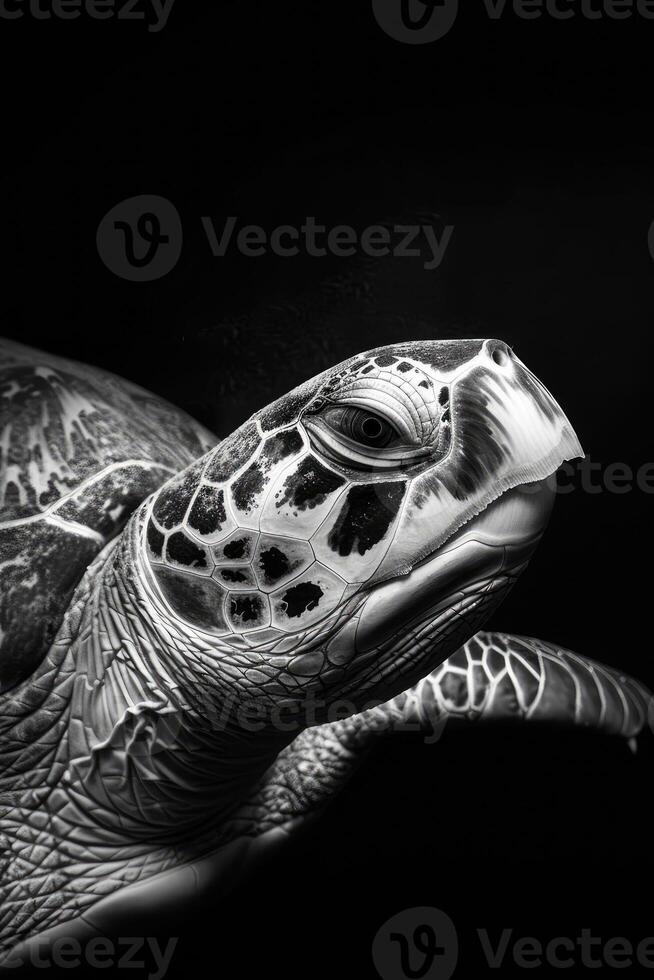 portrait studio photograph of loggerhead turtle photo