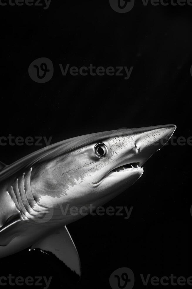 portrait studio photograph of mako shark photo