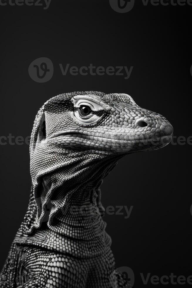 portrait studio photograph of monitor lizard photo