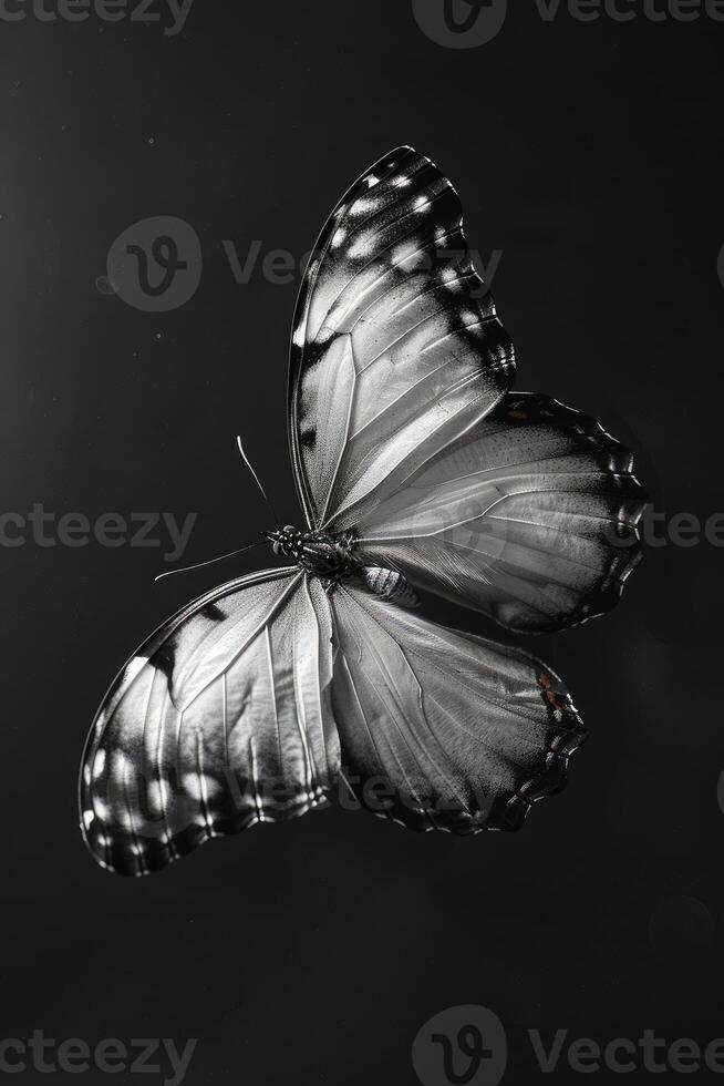 portrait studio photograph of morpho butterfly photo