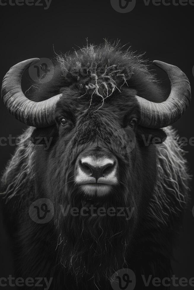 portrait studio photograph of musk ox photo